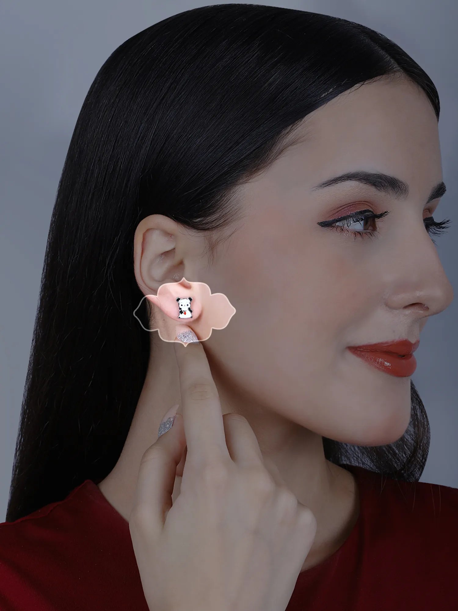 Sylvexia Silver Nerdy Panda Earrings