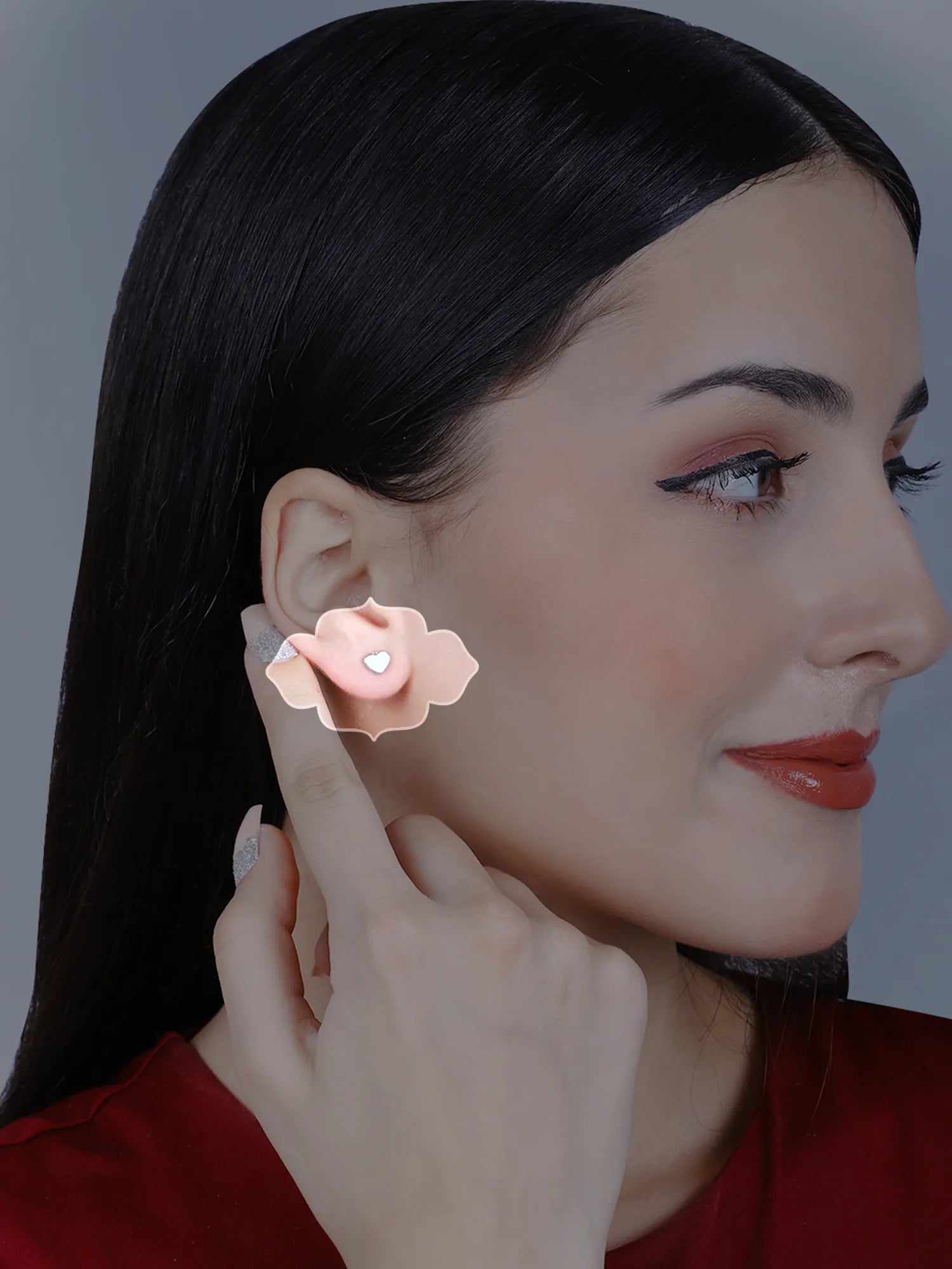 Sylvexia Mint Green Heart Stud Earrings