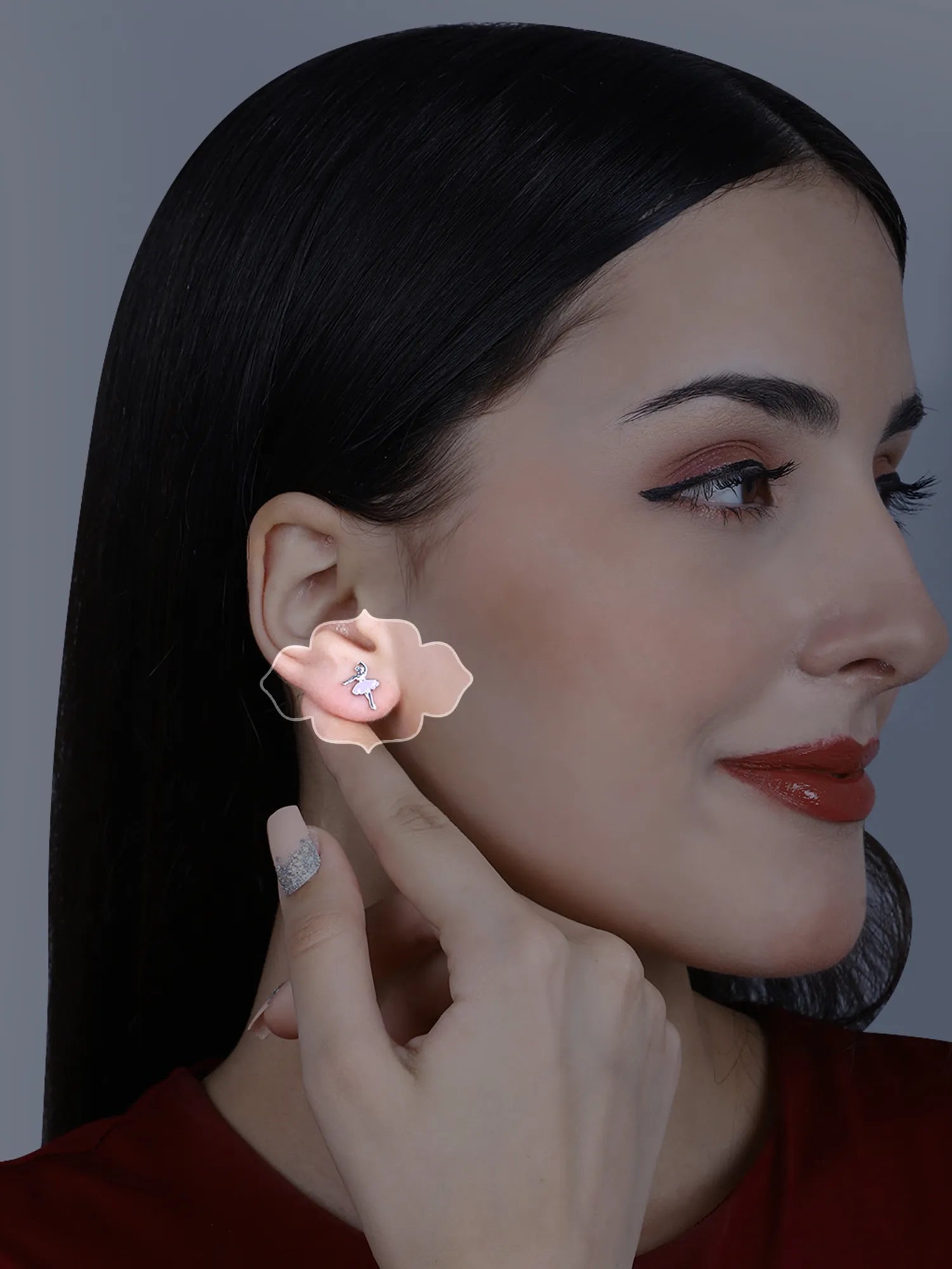Sylvexia Purple Ballerina Stud Earrings