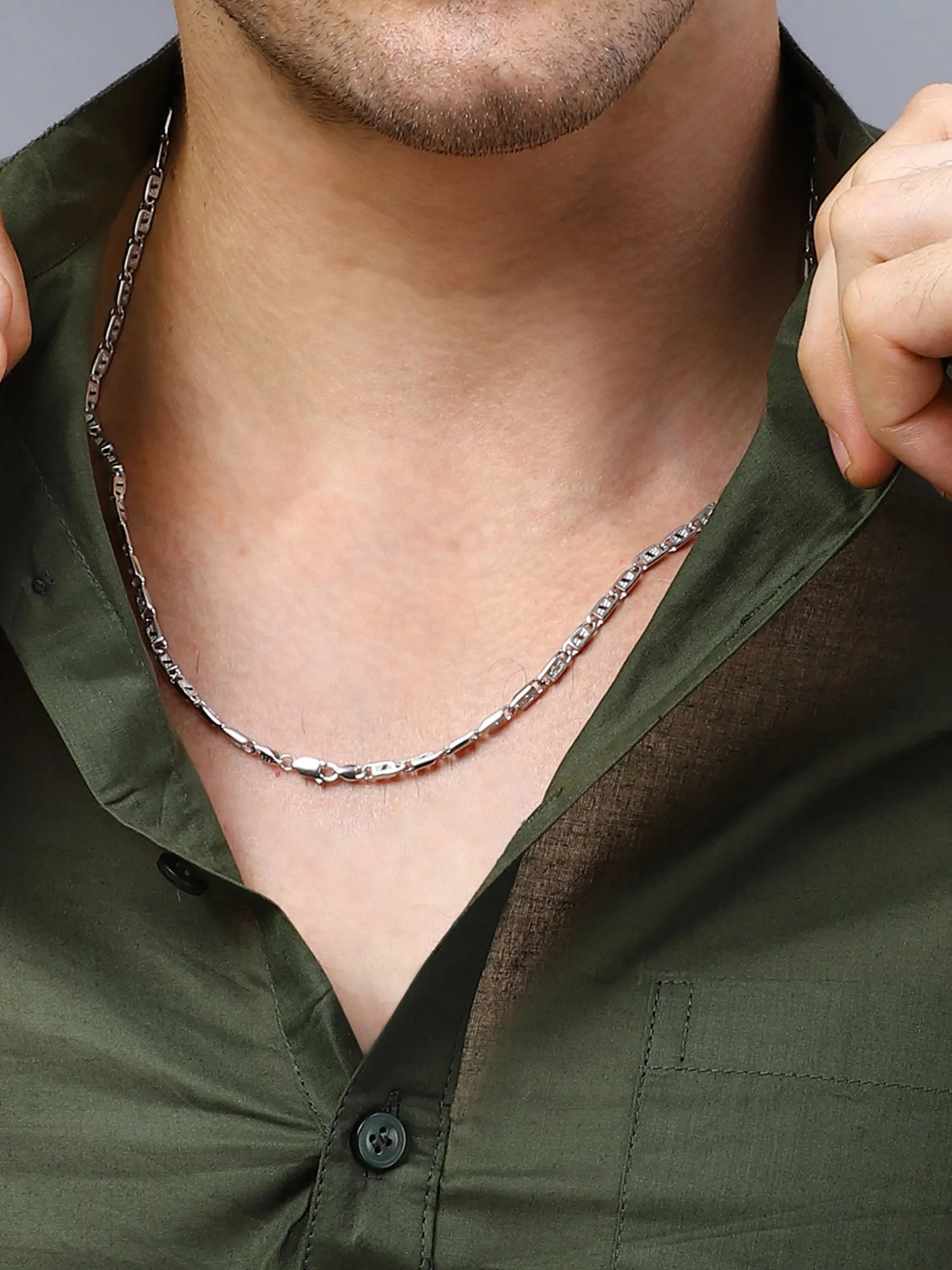 Sylvexia 925 Sterling Silver Square Link Chain for Men