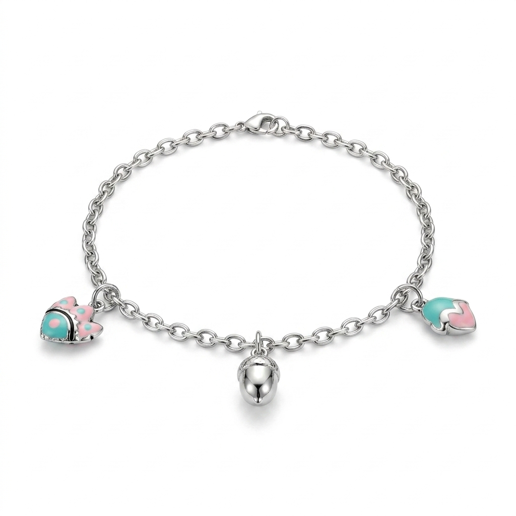 SYLVEXIA 925 Sterling Silver Enamel Charm Bracelet for Women