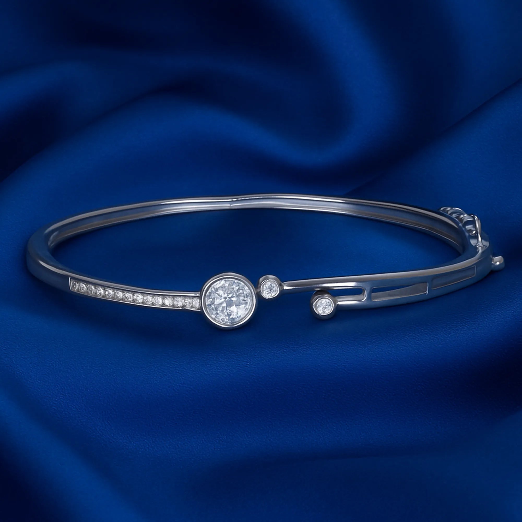 925 Sterling Silver Dual Circle Bangle Bracelet
