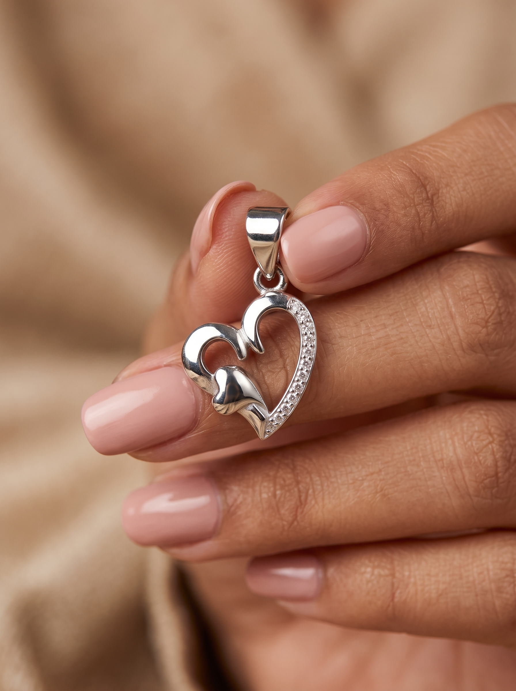 SYLVEXIA 925 Sterling Silver Sparkling Heart CZ Pendant for Women