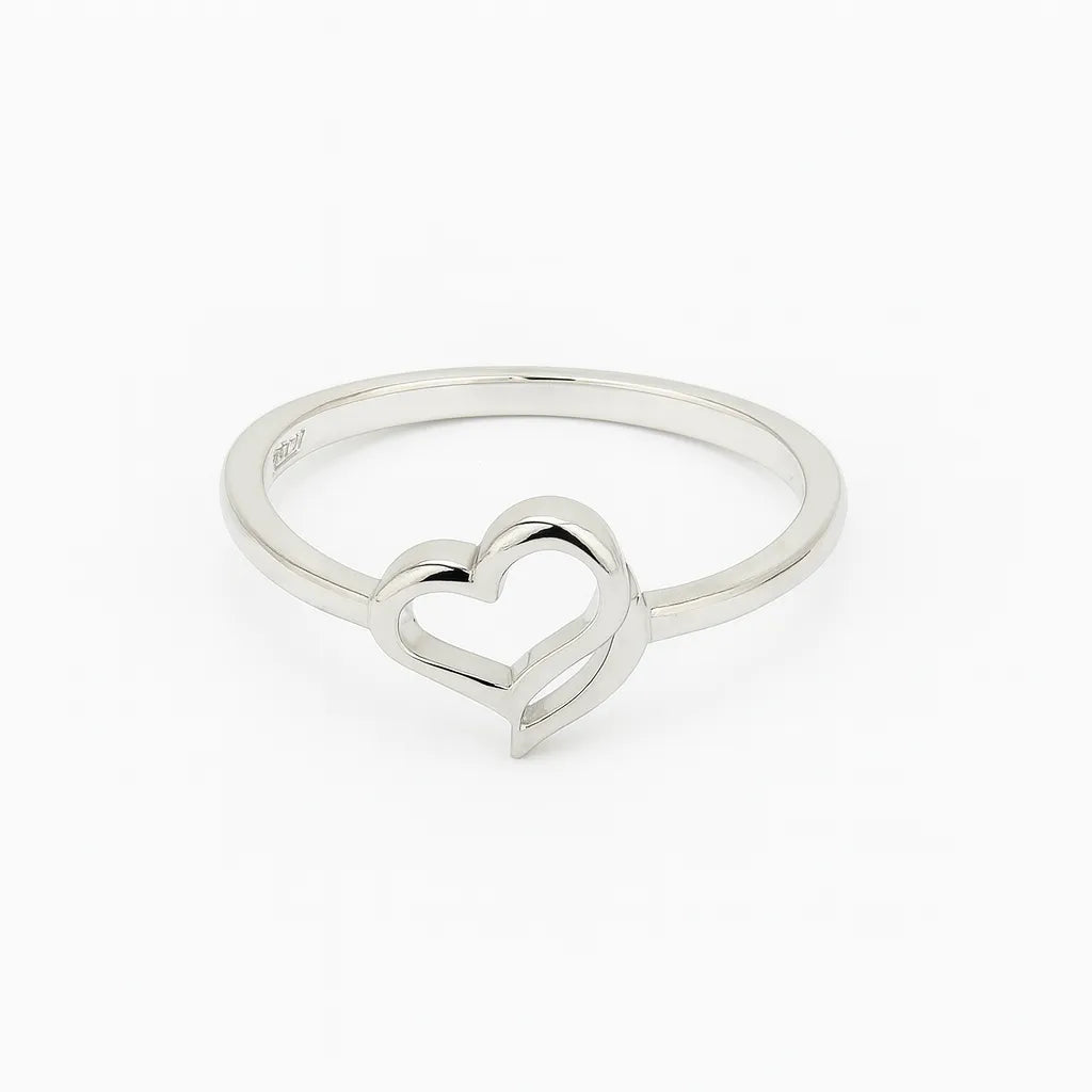 Elegant 925 Sterling Silver Open Heart Ring for Women