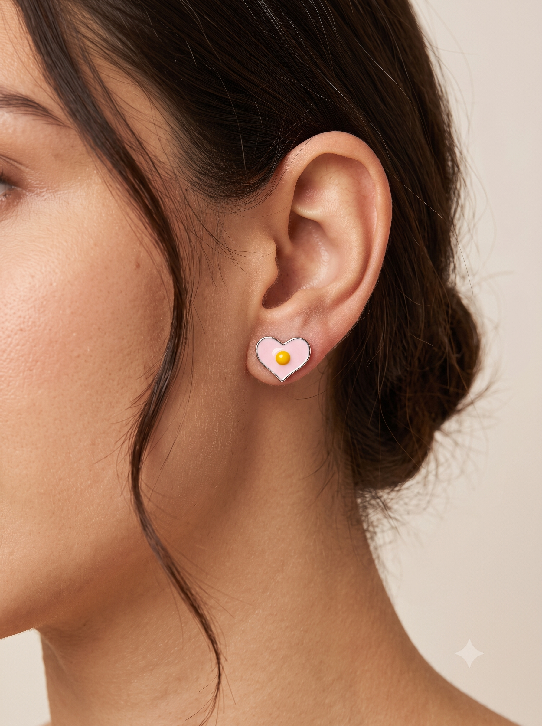 SYLVEXIA 925 Sterling Silver Pink Heart Stud Earrings for Women
