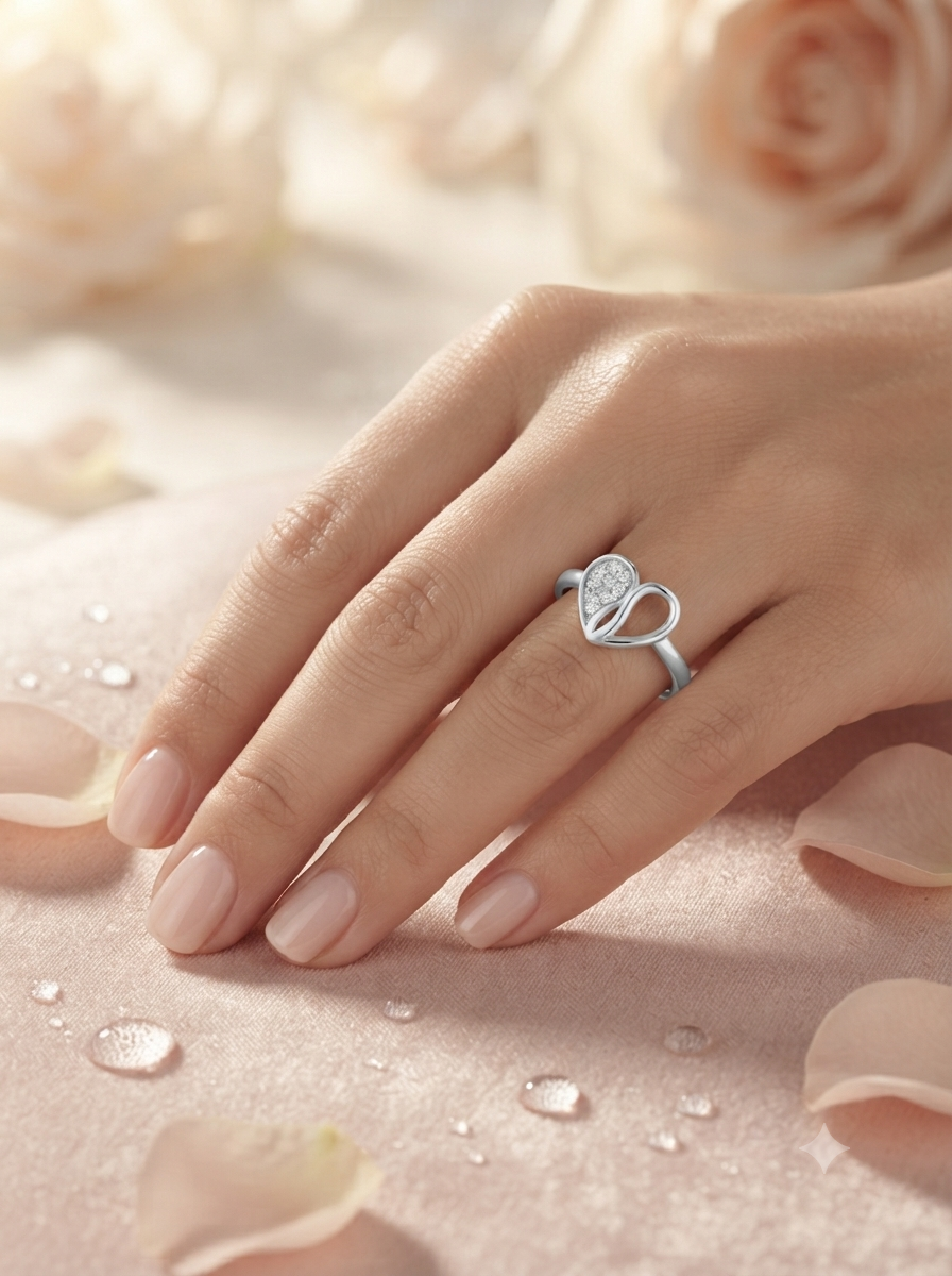 SYLVEXIA 925 Sterling Silver Heart Ring for Women