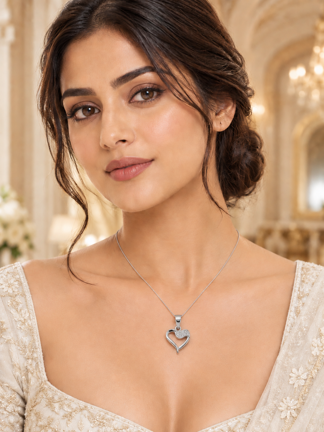 SYLVEXIA 925 Sterling Silver Dainty Heart CZ Pendant for Women
