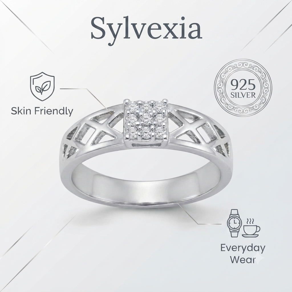 SYLVEXIA Rose Gold Plated CZ Crossover Ring for Women Elegant Band Ring