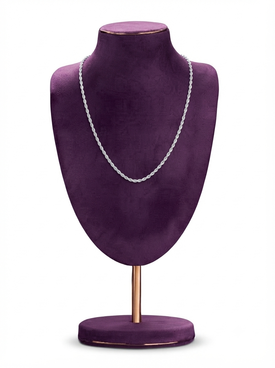 925 Sterling Silver Rope Chain Necklace with Lobster Clasp