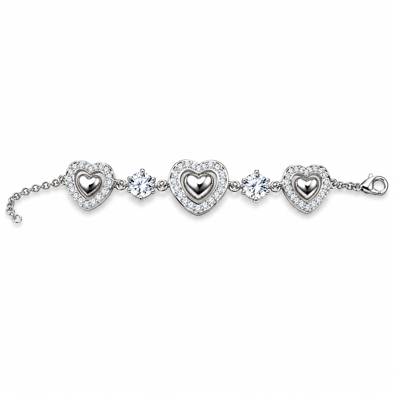 SYLVEXIA 925 Sterling Silver Charm Heart Shape Bracelet for Women