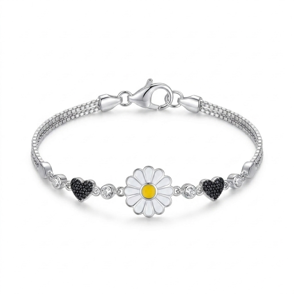 SYLVEXIA 925 Sterling Silver Charm Bracelet with Purple Enamel Beads and Hanging Pendant for Women (Copy)