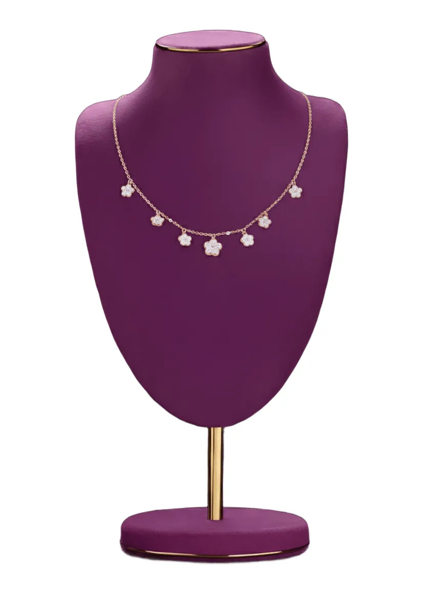 Silver Floral Charm Princess Necklace