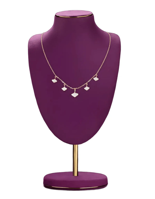 Women Sterling Silver Traingle Charm Princess Necklace