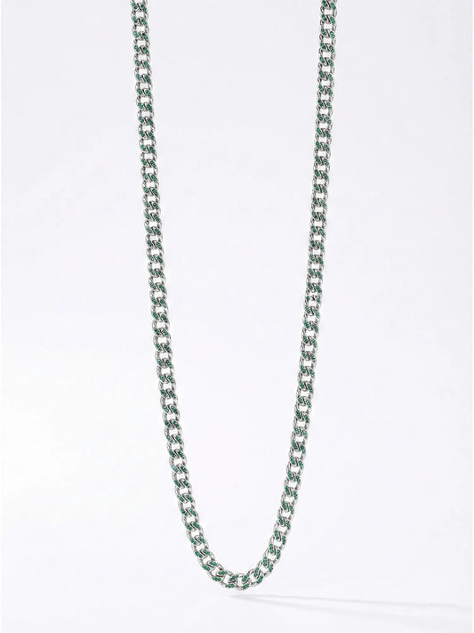 Sylvexia 925 Sterling Silver Rectangle Link Chain for Men