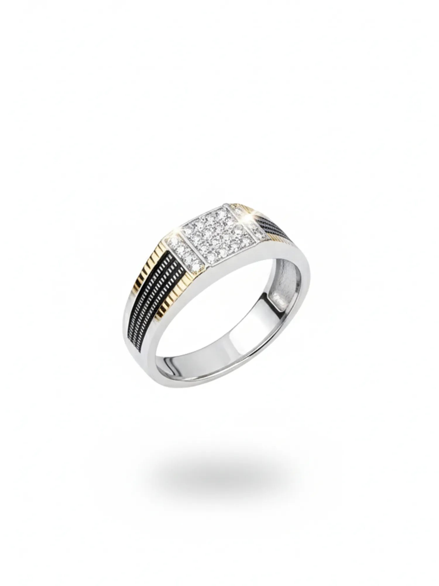 Sylvexia 925 Sterling Silver Gold Plated CZ Designer Ring for Men