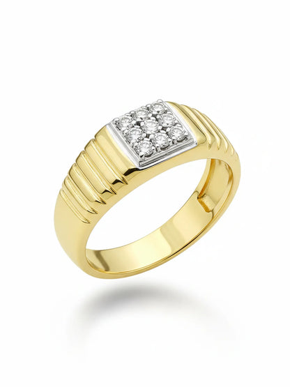 Sylvexia Men’s Gold Finish 925 Sterling Silver Square Stone Designer Ring