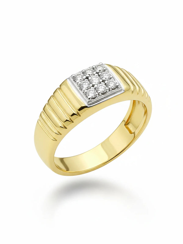 Sylvexia Men’s Gold Finish 925 Sterling Silver Square Stone Designer Ring