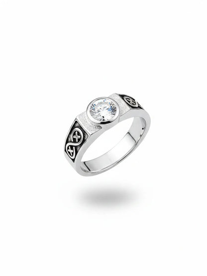 Sylvexia 925 Sterling Silver CZ Stone Designer Ring for Men