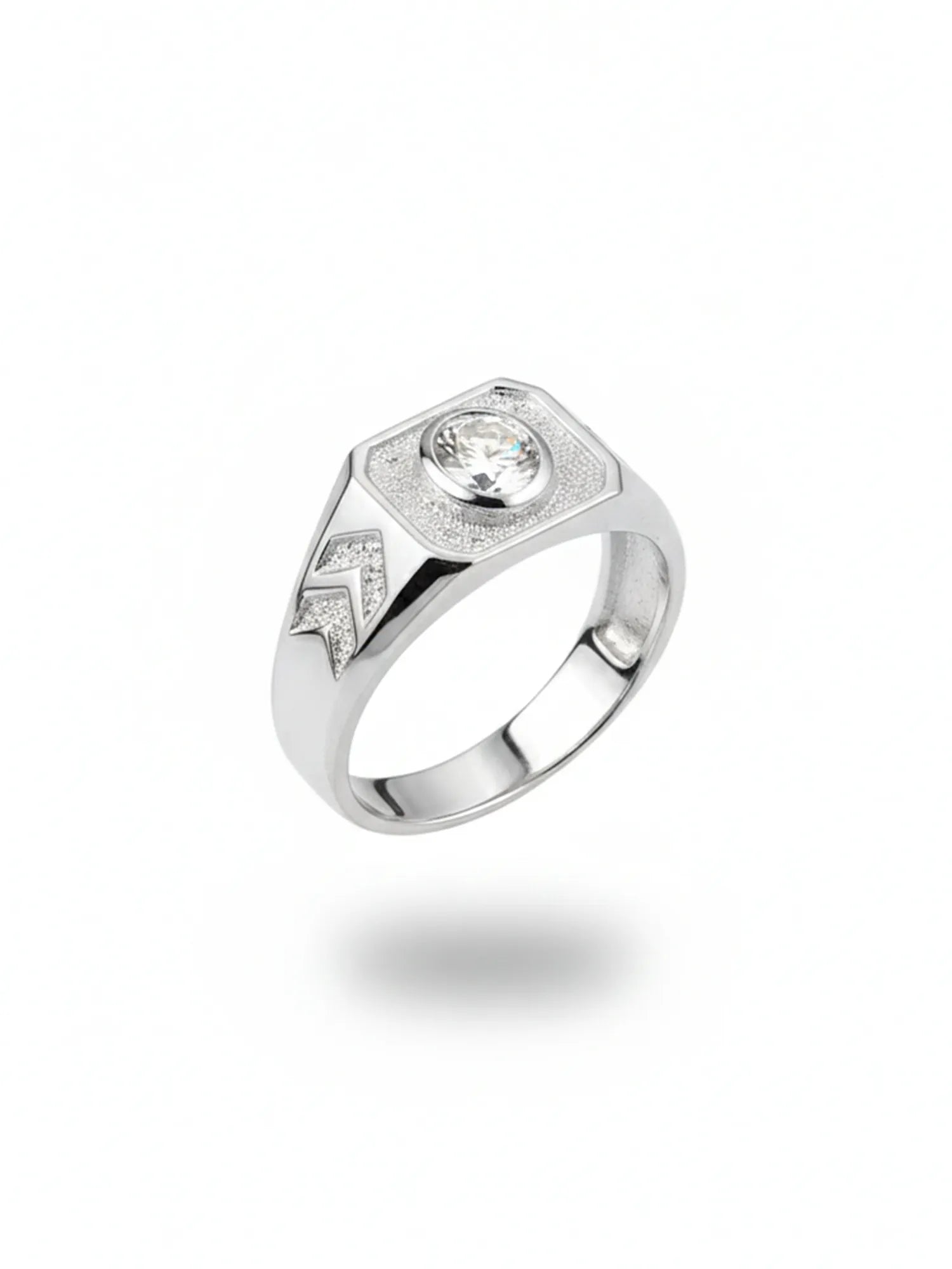 Men’s 925 Sterling Silver Diamond Square Ring