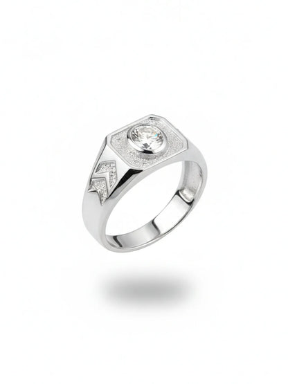 Men’s 925 Sterling Silver Diamond Square Ring