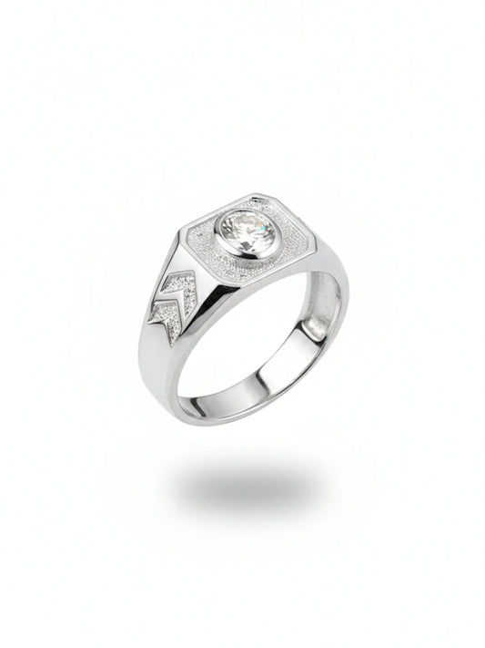 Men’s 925 Sterling Silver Diamond Square Ring