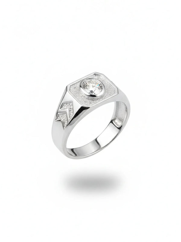 Men’s 925 Sterling Silver Diamond Square Ring