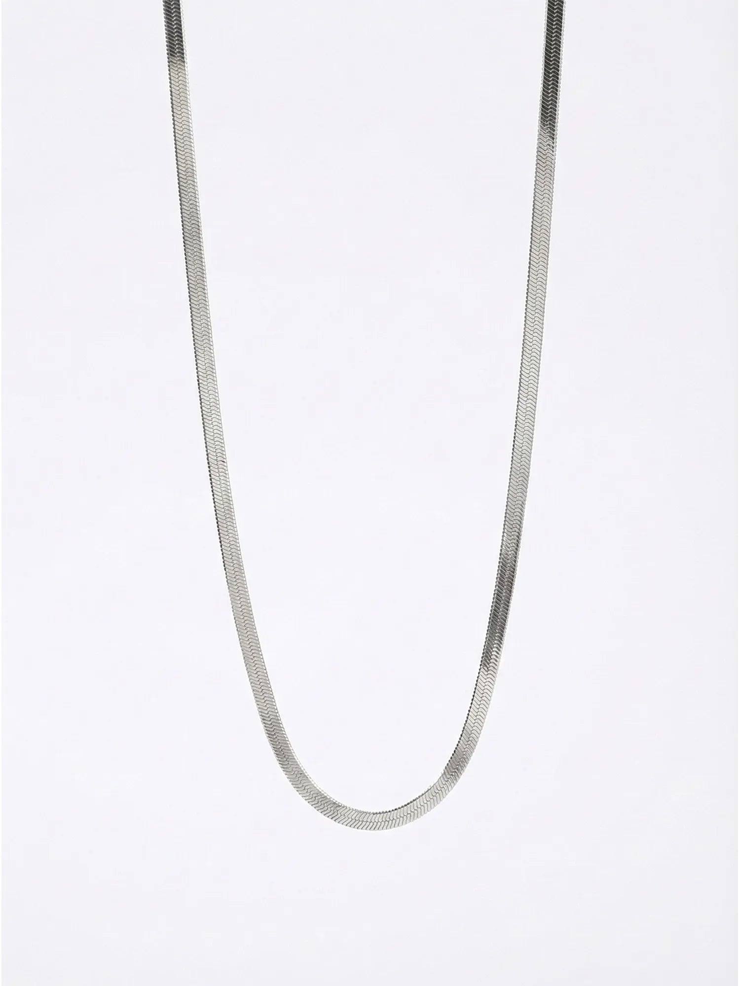 Sylvexia Silver Flat Snake Chain Necklace for Men | Sleek Minimal Chain