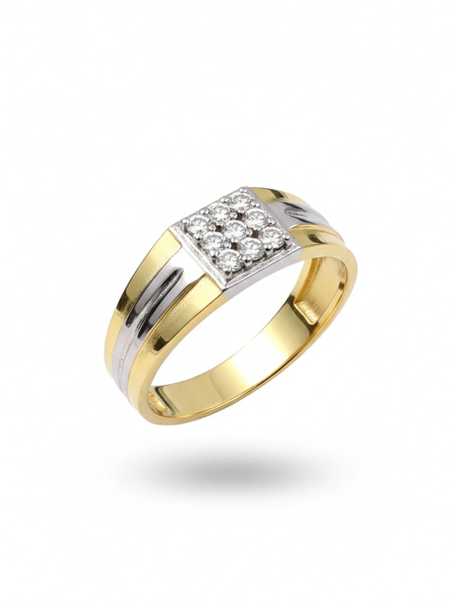Sylvexia Two-Tone Gold & Silver CZ Cluster Men’s Ring