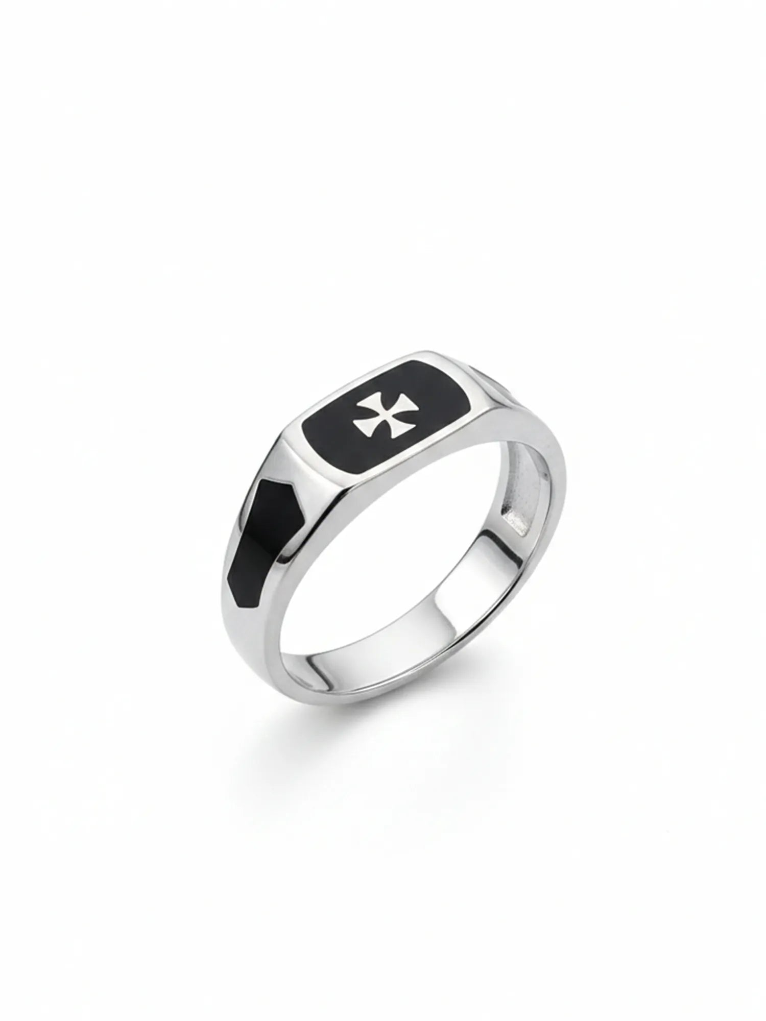 Sylvexia Men’s Silver Square Diamond Ring Classic Statement Ring