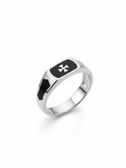 Sylvexia Men’s Silver Square Diamond Ring Classic Statement Ring