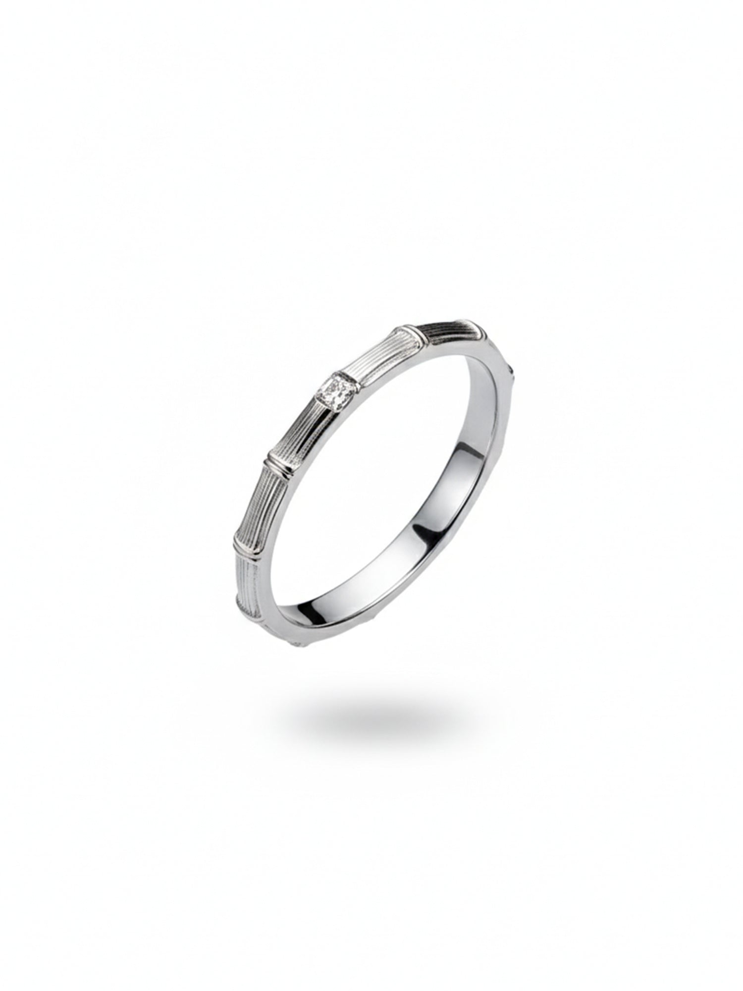 Sylvexia 925 Sterling Silver Mens Ribbed CZ Band Ring