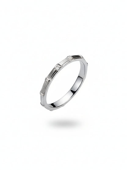 Sylvexia 925 Sterling Silver Mens Ribbed CZ Band Ring