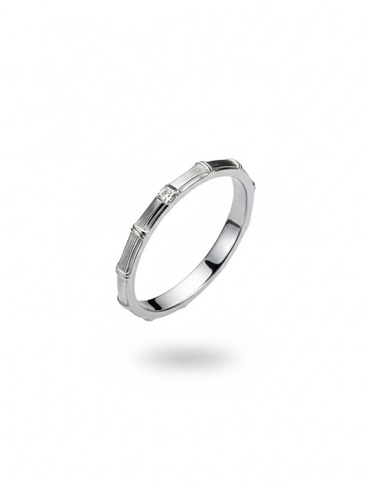 Sylvexia 925 Sterling Silver Mens Ribbed CZ Band Ring