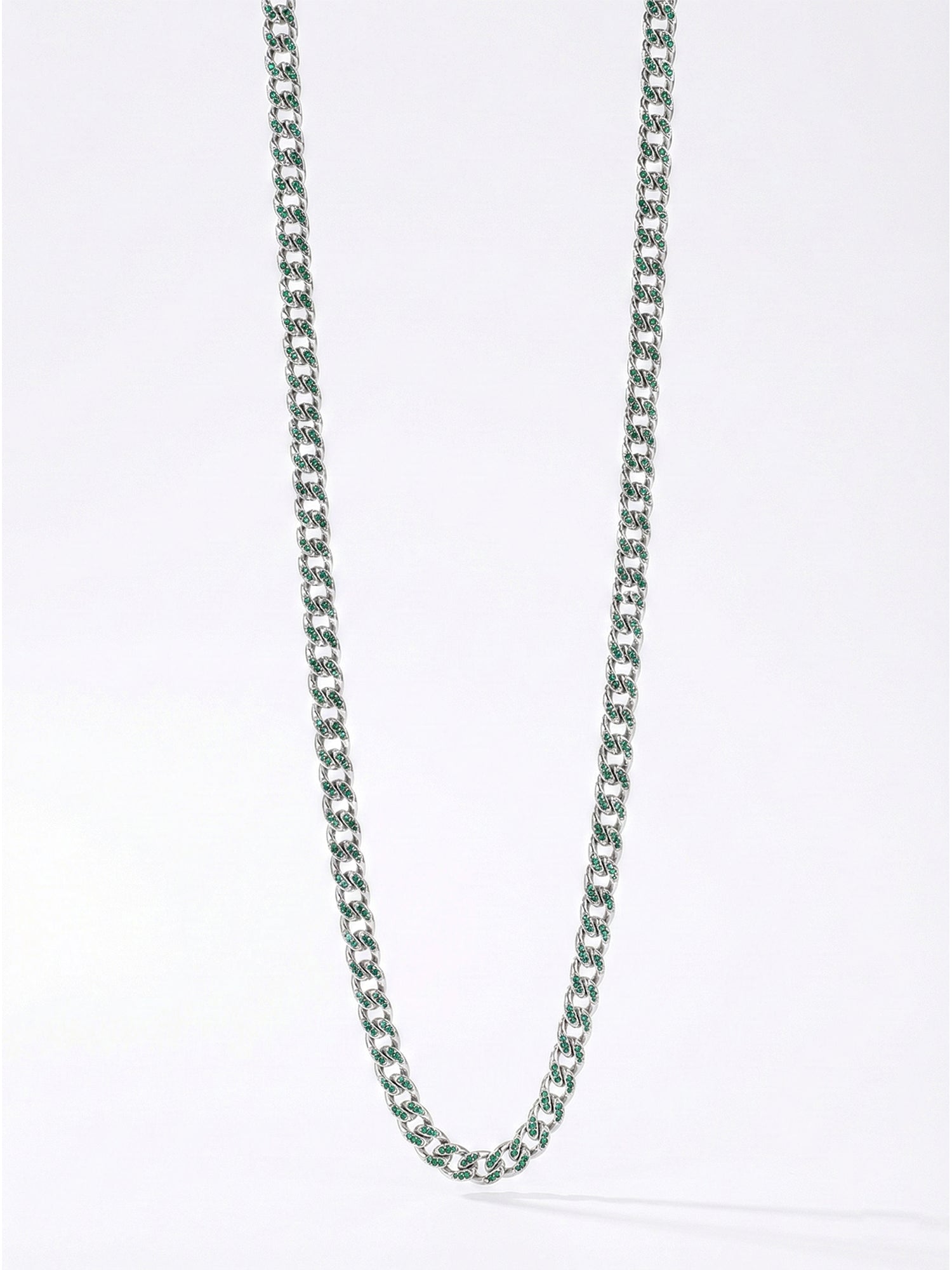 Sylvexia 925 Sterling Silver Blue-Tone Cuban Link Chain for Men