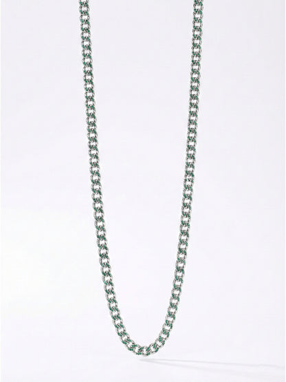 Sylvexia 925 Sterling Silver Blue-Tone Cuban Link Chain for Men