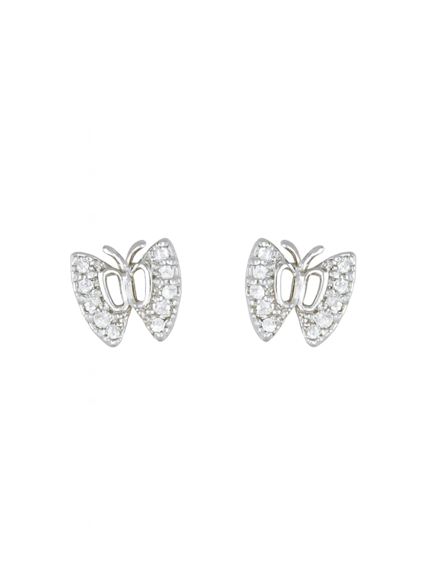 Sylvexia Silver Crystal Butterfly Stud Earrings