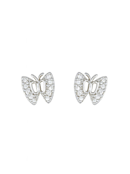 Sylvexia Silver Crystal Butterfly Stud Earrings