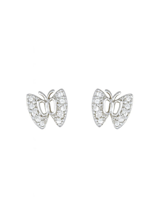 Sylvexia Silver Crystal Butterfly Stud Earrings