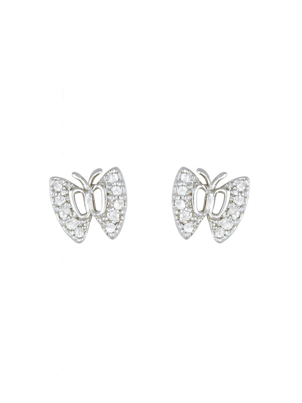 Sylvexia Silver Crystal Butterfly Stud Earrings