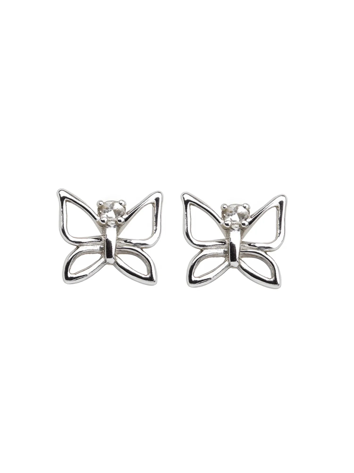 Sylvexia Silver Elegant Butterfly Stud Earrings