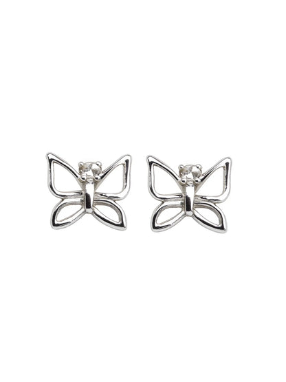 Sylvexia Silver Elegant Butterfly Stud Earrings