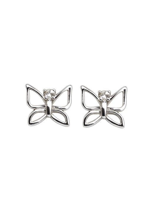 Sylvexia Silver Elegant Butterfly Stud Earrings