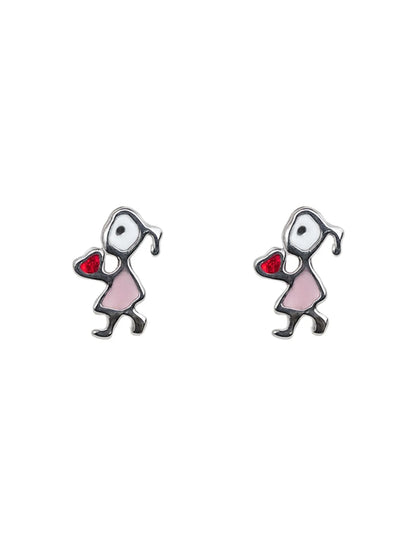 Sylvexia Whimsical Cartoon Girl Stud Earrings