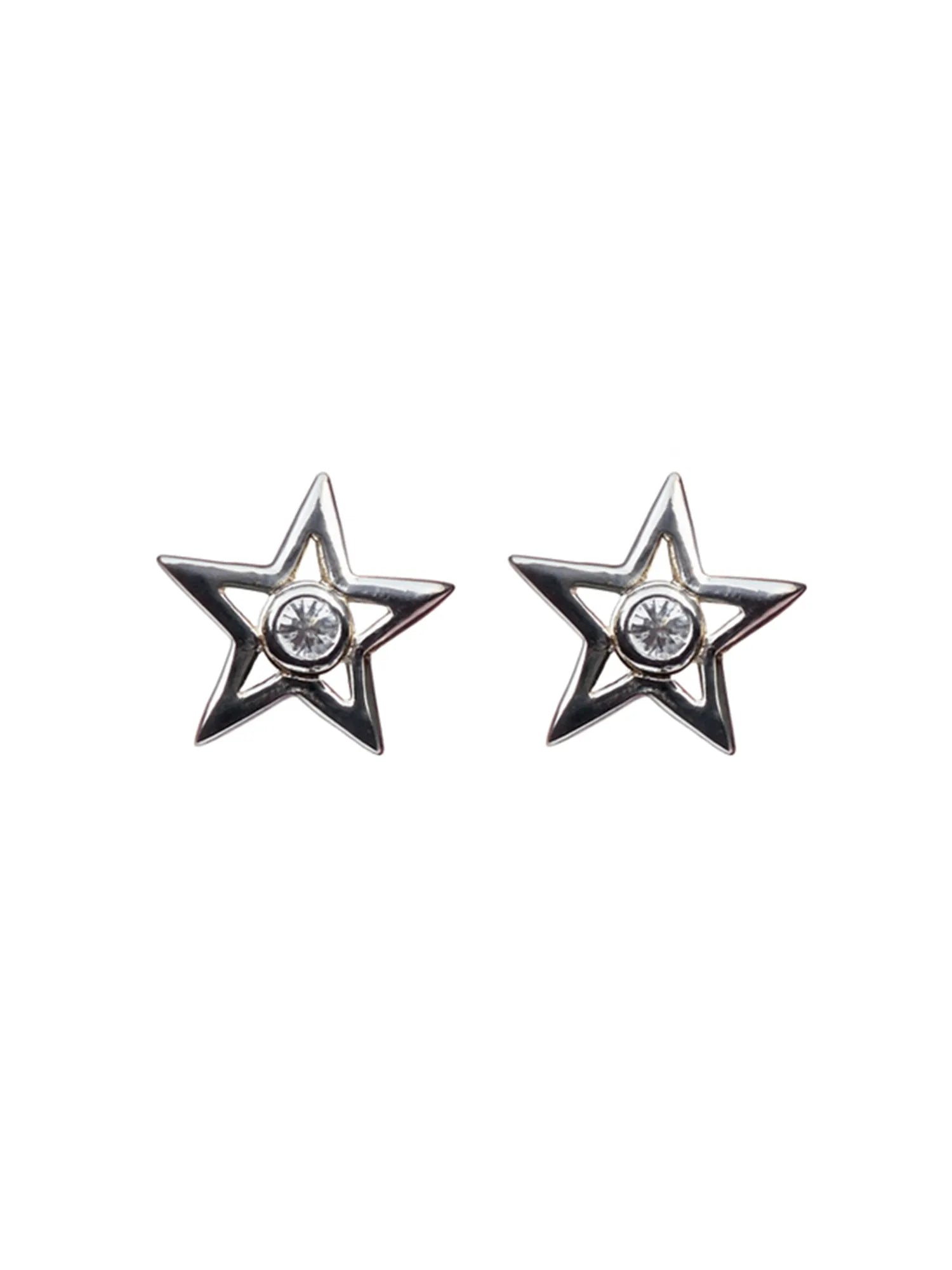 Sylvexia Silver Sparkling Star Stud Earrings