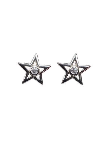 Sylvexia Silver Sparkling Star Stud Earrings