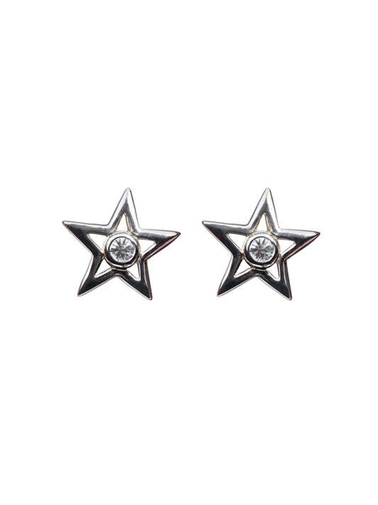 Sylvexia Silver Sparkling Star Stud Earrings