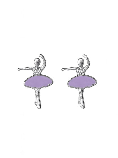 Sylvexia Purple Ballerina Stud Earrings