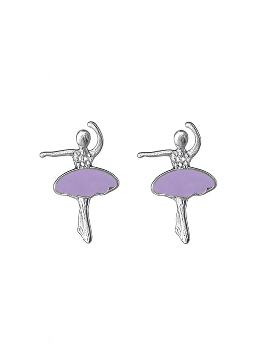 Sylvexia Purple Ballerina Stud Earrings