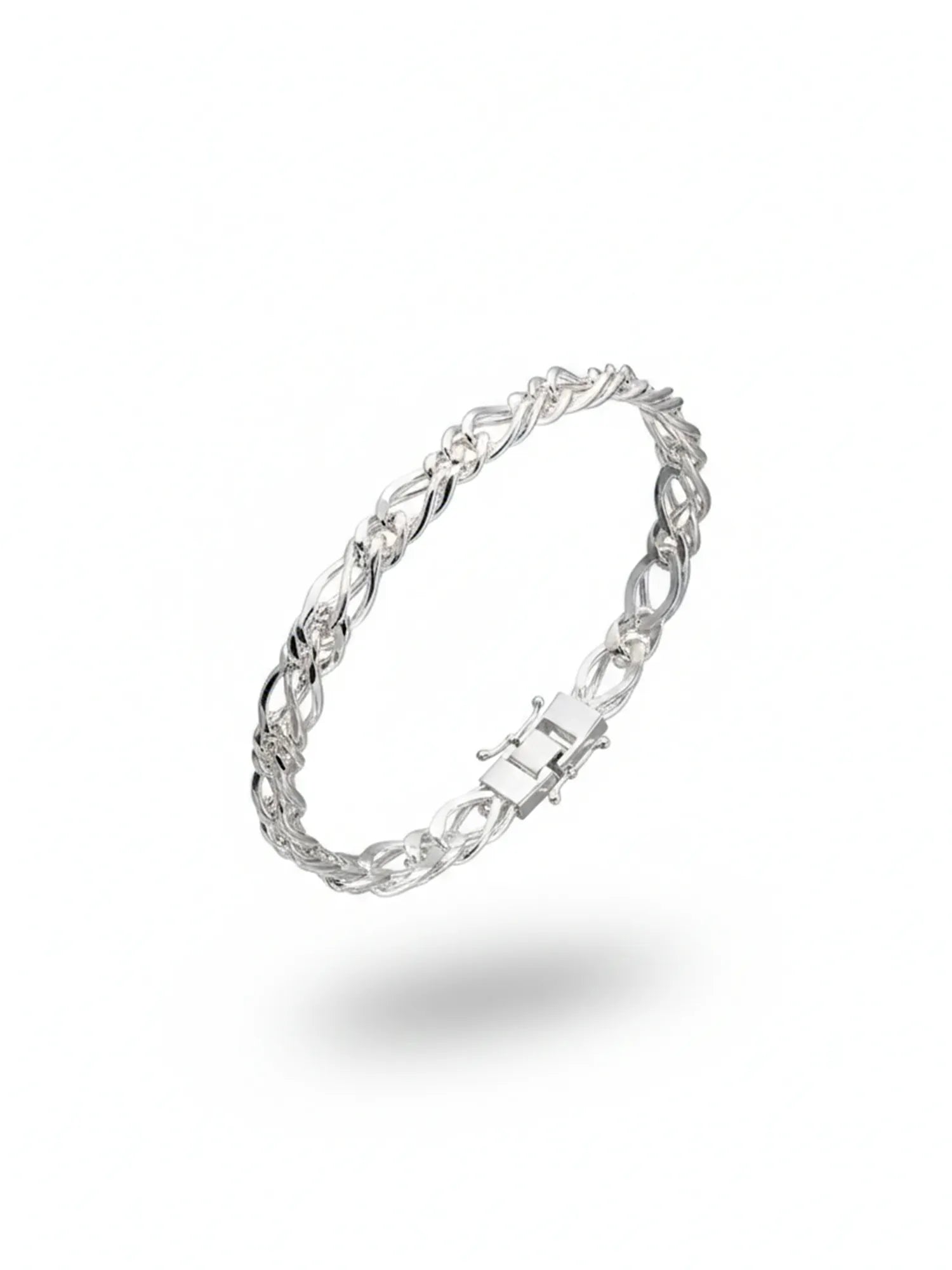 Sylvexia Men’s Silver Chain Bracelet – Interwoven Link Stylish Bracelet for Men