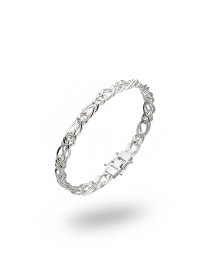 Sylvexia Men’s Silver Chain Bracelet – Interwoven Link Stylish Bracelet for Men